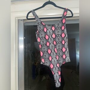 Pink and Black Snakeskin Print Bodysuit